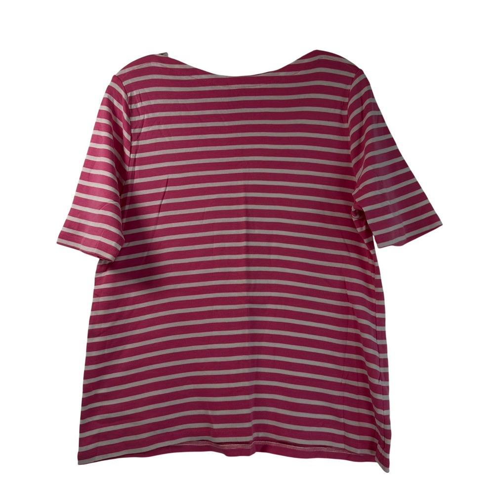 Charter Club Luxury Pima Cotton Pink White Striped Boat Neck Top XL